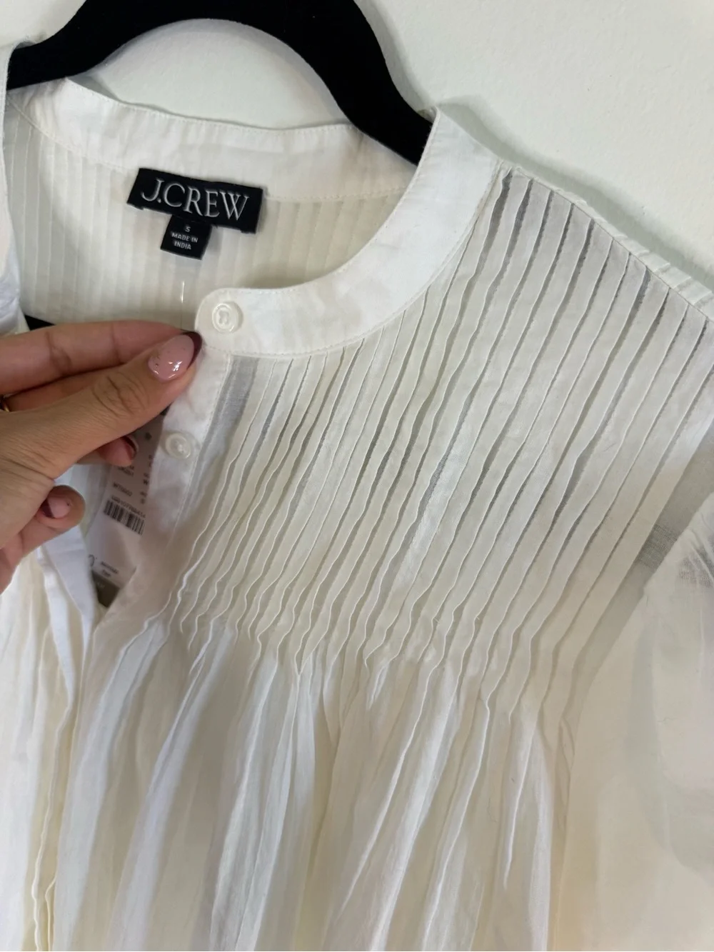 J.Crew White Cotton Pintuck Lace Trim Blouse Top Size S NWT